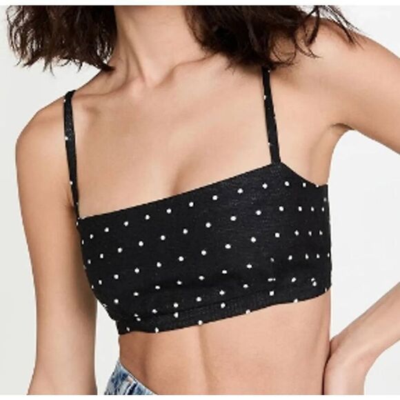 NWT Macgraw Abbey polka-dot black spot bra  cropped top sz 4 - Picture 1 of 6